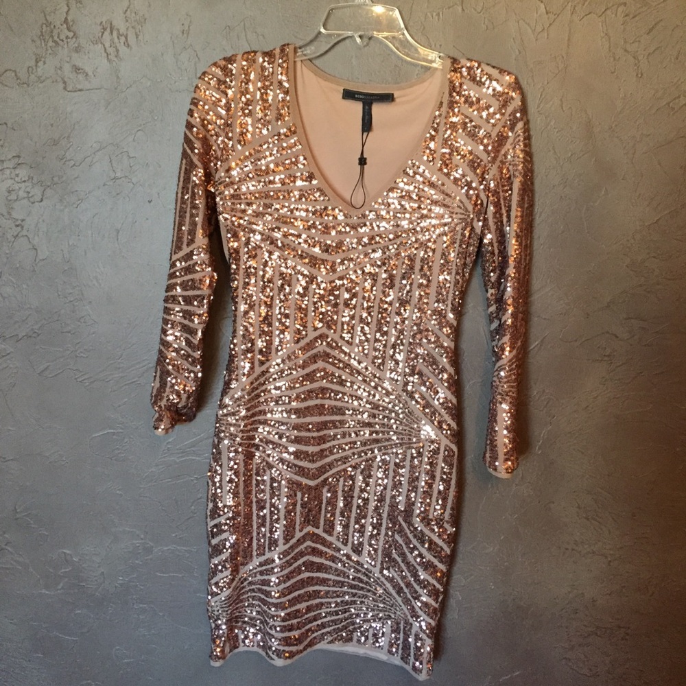 BCBG MAXAZRIA “Morris” Rose Gold Dress